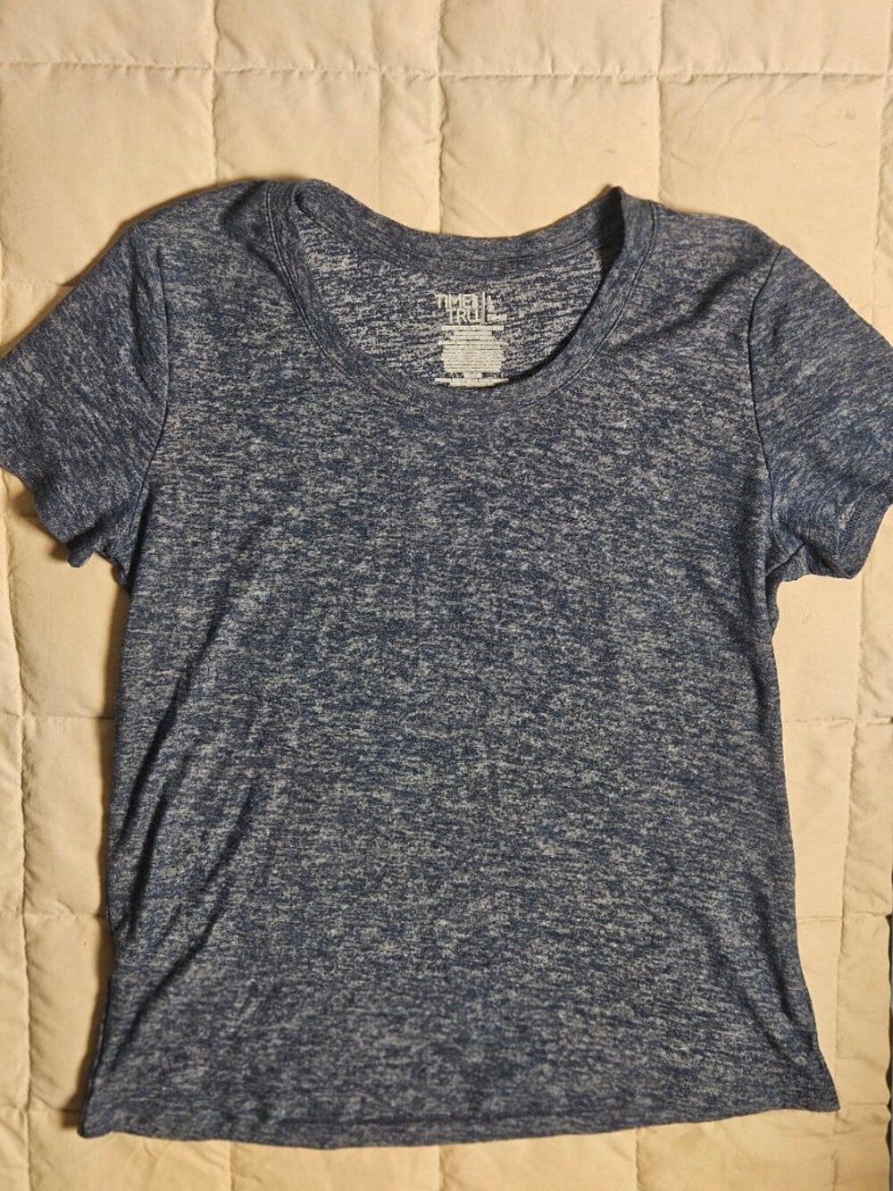 Time and Tru T-Shirt Womens L Blue Heather Short Sleeve Crew Neck